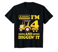Youth I'm 4 And Digging It 4 Years Boys 4th Birthday Excavator T-Shirt