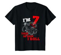 Youth I'm 7 This Is How I Roll Monster Truck 7th Birthday Kids T-Shirt