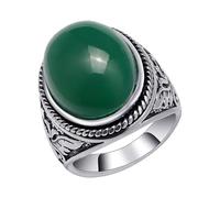 Youth Jewelry for Girls European Retro Natural Antique Silver Exquisitely Carved Men's Ring Sizes 7 8 9 10 Simple Jewelry Set (D, D)