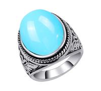 Youth Jewelry for Girls European Retro Natural Antique Silver Exquisitely Carved Men's Ring Sizes 7 8 9 10 Simple Jewelry Set (C, C)