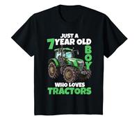 Youth Just A 7 Year Old Boy Who Loves Tractors 7th Birthday T-Shirt