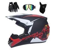 Youth Kid Motocross Helmet Set, Fashion Full-Face Off Road Scooter Motorbike Helmet, Downhill BMX MTB ATV Enduro Quad Dirt Bike Helmet, with Goggles Gloves Mask ( Color : N , Size : M/54-55CM )