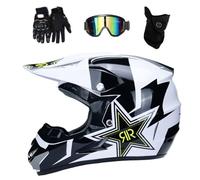 Youth Kid Motocross Helmet Set, Fashion Full-Face Off Road Scooter Motorbike Helmet, Downhill BMX MTB ATV Enduro Quad Dirt Bike Helmet, with Goggles Gloves Mask ( Color : Z , Size : L/56-57CM )