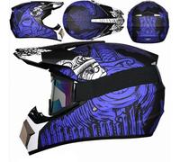 Youth Kids Dirt Bike Helmets ATV Motocross Motorcycle Off-Road Dirtbike Full Face Dot Four Wheeler Helmet Combo Goggles Gloves Mask for Boys Girls(Blue order,S(52-53cm))