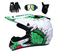 Youth Kids Full Face Motocross Helmet Set, with Goggles Gloves Mask, Unisex Fashion Off Road Racing Motorbike Karting Helmets, Downhill Enduro BMX MTB ATV Dirt Bike Crash Helmet(DD,M/54-55CM)
