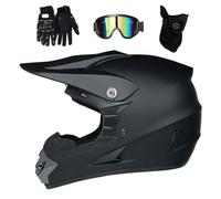 Youth Kids Full Face Motocross Helmet Set, with Goggles Gloves Mask, Unisex Fashion Off Road Racing Motorbike Karting Helmets, Downhill Enduro BMX MTB ATV Dirt Bike Crash Helmet(CC,M/54-55CM)
