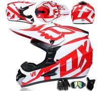 Youth Kids Motocross Helmet, Full Face Motorcycle Helmets for Dirt Bike ATV Four Wheeler MX Offroad Street Safety Helmet with Gloves Goggles Face Shield, DOT Approved,Color I-S(52~53cm)