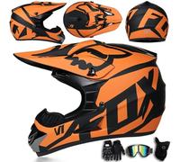 Youth Kids Motocross Helmet, Full Face Motorcycle Helmets for Dirt Bike ATV Four Wheeler MX Offroad Street Safety Helmet with Gloves Goggles Face Shield, DOT Approved,Color G-L(56~57cm)