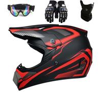Youth & Kids Motorcycle Off-Road Helmet Full Face Motocross Street Dirt Bike Mountain Bike BMX MX ATV Helmet with Gloves Goggles Face Shield, DOT Approved(#AA,S(52-53cm))