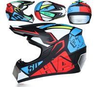 Youth Kids MTB Motocross Helmet-set with Goggles Gloves Mask, Adult Full Face Offroad Street Enduro ATV Scooter Motorbike Helmets, Unisex Downhill Racing Dirt Bike Crash Helmet,Color W-XXL(60~61CM)