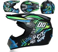 Youth Kids MTB Motocross Helmet-set with Goggles Gloves Mask, Adult Full Face Offroad Street Enduro ATV Scooter Motorbike Helmets, Unisex Downhill Racing Dirt Bike Crash Helmet,Color S- XL(58~59CM)
