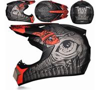 Youth Kids MTB Motocross Helmet-set with Goggles Gloves Mask, Adult Full Face Offroad Street Enduro ATV Scooter Motorbike Helmets, Unisex Downhill Racing Dirt Bike Crash Helmet,Color O- XL(58~59CM)