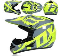 Youth Kids MTB Motocross Helmet-set with Goggles Gloves Mask, Adult Full Face Offroad Street Enduro ATV Scooter Motorbike Helmets, Unisex Downhill Racing Dirt Bike Crash Helmet,Color E-XXL(60~61CM)