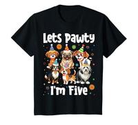 Youth Lets Pawty I'm Five - Puppy Dog 5 Years Old 5th Birthday T-Shirt