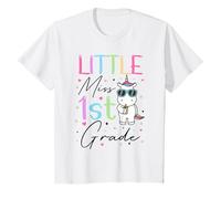 Youth Little Miss 1st Grade Messy Bun Girl Back to School Gift T-Shirt