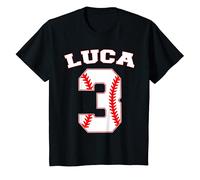 Youth Luca Baseball Name Three Years 3rd Birthday Number Boys T-Shirt