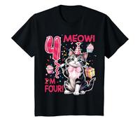 Youth MEOW! I am 4 cat theme birthday outift for 4 year old girls T-Shirt