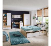 Youth Modern Bedroom Furniture Set Nico Iii Light Oak Front White Grips Light Oak