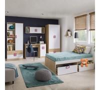 Youth Modern Bedroom Furniture Set Nico Iii Light Oak Front White Grips Pink