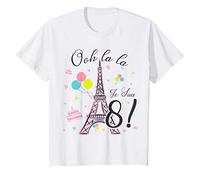 Youth Paris Theme Birthday Party Eiffel Tower Oh La La I'm 8 Girl T-Shirt