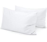 Youth Pillowcase 16" x 22" Size Set of 2 PC Kids Travel Pillow Case Cover Zipper Closure 600 Thread Count 100% Soft Egyptian Cotton & Hypoallergenic Youth Toddler Pillowcase 16x22, White Stripe