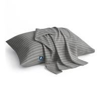 Youth Pillowcase Pack of 2 Toddler Travel Pillow Cases 100% Soft Egyptian Cotton, 500 Thread Count with Zipper Closure for Small Travel Pillowcase 16x22 inch, Dark Grey Striped
