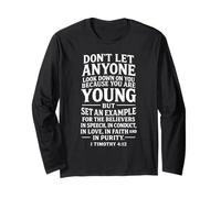 Youth Scripture Faith Bible Verse 1 Timothy 4:12 Empowering Long Sleeve T-Shirt