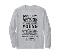 Youth Scripture Faith Bible Verse 1 Timothy 4:12 Empowering Long Sleeve T-Shirt