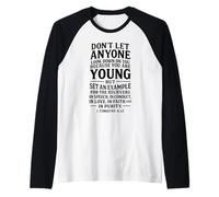 Youth Scripture Faith Bible Verse 1 Timothy 4:12 Empowering Raglan Baseball Tee