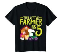 Youth This Little Farmer Is 5 Farm Themed Farm 5th Birthday T-Shirt