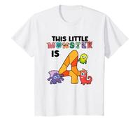 Youth This Little Monster is 4 Year Old 4th Birthday Party T-Shirt