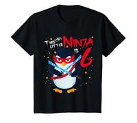 Youth This Little Ninja Is 6 Birthday Penguin 6 Year Old Boy T-Shirt