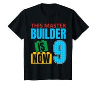 Youth This Master Builder Is Now 9, Toy Blocks 9th Birthday T-Shirt
