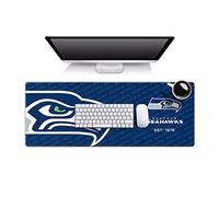 YouTheFan NFL Seattle Seahawks Logo Series Desk Pad SMU | Water And Stain Resistant, Heavy-Duty Non-Slip Rubber Backing, Stitched Edge, Fits Under Mouse, Computer And Keyboard