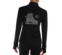 Youthful flying Figure Skating Jacket Girls Womens Ice Skating Training Tops Practice Training Wear(Size:XL,Color:Black-Thin)