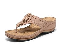 Youthful flying Flip Flops Arch Support Sandals for Womens Summer Outdoor Non-Slip Slippers Wedge(Size:37 EU,Color:Pink)