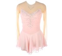 Youthful flying Ice Skating Dress Costume Girls Womens Figure Skating Competition Dress Gymnastics Ballet Dance Costume(Size:XXS/120,Color:Pink)