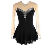 Youthful flying Ice Skating Dress Costume Girls Womens Figure Skating Competition Dress Gymnastics Ballet Dance Costume(Size:L/155,Color:Black)