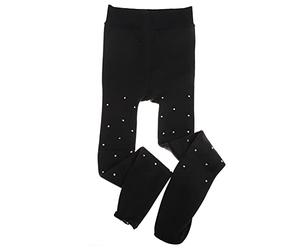 Youthful flying Ice Skating Tights with Crystals Double Buckles Over Boot Cover 90 Denier Thicken Warm High Stretch Figure Compression Skate Pants for Women Girls(Size:M,Color:Black)
