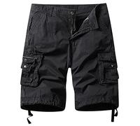 Youthful flying Mens Cargo Shorts Cotton Combat Work Half Pants Summer Vintage Multi-Pocket Shorts(Size:34W,Color:Dark Grey)
