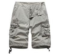 Youthful flying Mens Cargo Shorts Cotton Combat Work Half Pants Summer Vintage Multi-Pocket Shorts(Size:34W,Color:Khaki)