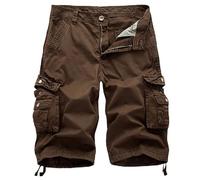 Youthful flying Men's Cargo Shorts Multi Pocket Casual Cotton Shorts Loose Fit Outdoor Hiking Shorts(Size:48W,Color:Coffee)