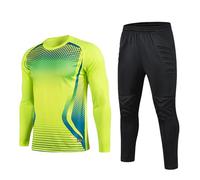 Youthful flying Mens Goalkeeper Padded Soccer Uniform Shirts and Trousers Football Training Kit(Size:4XL,Color:Green)