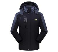 Youthful flying Men's Outdoor Ski Jacket Warm Winter Fleece Lined Hiking Jacket Windproof Mountain Jacket with Detachable Hood(Size:XL,Color:Black)
