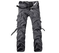 Youthful flying Men's Tactical Cargo Trousers Waterproof Ripstop Combat Trousers with Multi-Pocket Outdoor Hiking Pants Lightweight(Size:34W,Color:Grey)