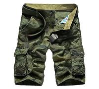 Youthful flying Men's Work Short Cotton Cargo Shorts Loose Fit Multi-Pocket Outdoor Casual Camo Hiking Shorts Summer(Size:34W,Color:Green Camo)