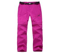 Youthful flying Womens Hiking Stretch Trousers Convertible Quick Dry Zip off Outdoor Lightweight Walking Pants with Zipper Pockets(Size:S.,Color:rose red)