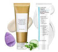 Youthful Formula Ultimate Moisturizing Cream+Centella Ampule Foam Duo,Korean Face Cream Sets & Kits,Korean Face Moisturizer for Wrinkles, Dry & Dull Skin,Hydrating & Repairing Barrier Cream(100g+120g)