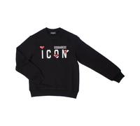 Youthful Round Neck Sweatshirt with Pixelated Hearts - female - Dsquared2 - Kids Sweatshirts - Black - 12 Y - Kids 12 Y
