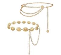 YouthLoxus 2 Pcs Gold Chain Belt, Western Concho Gold Belt Women, Adjustable Waist Chain Belts, Vintage Boho Cowgirl Waist Chains for Dresses Jean Pants